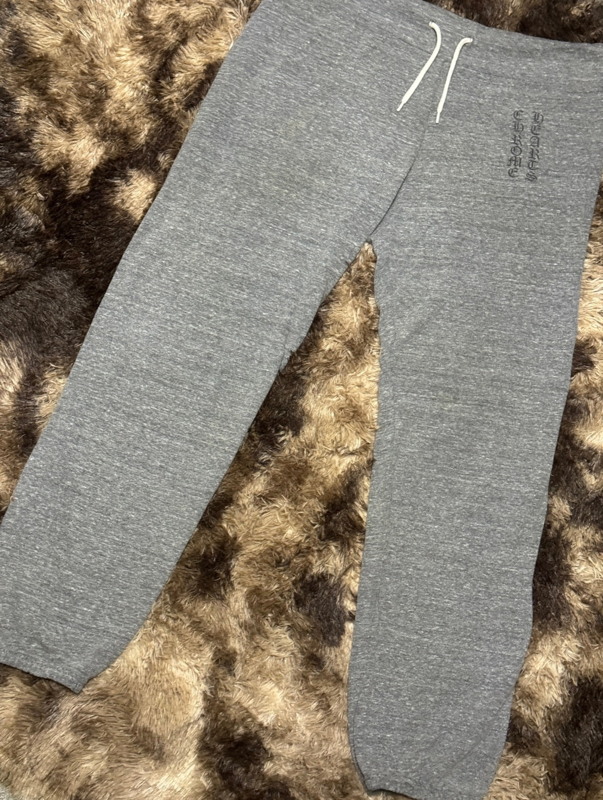 Chrome Hearts Vintage Vertical Logo Sweatpants Heather-Grey Large