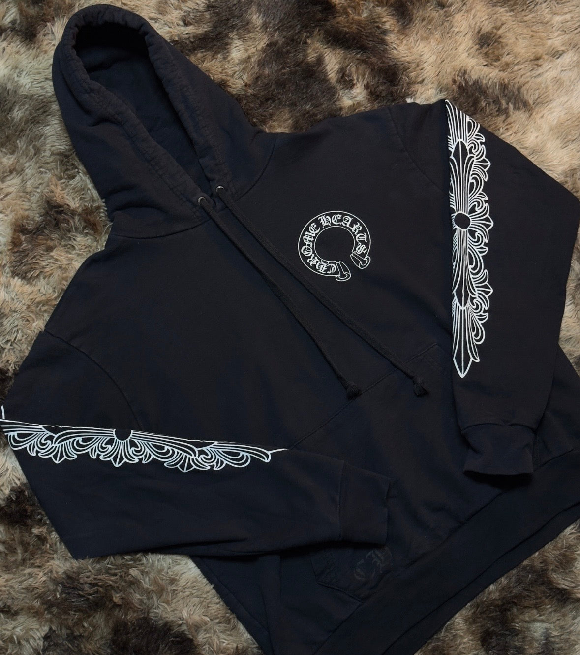 Chrome Hearts Horseshoe Floral Hoodie Black Medium