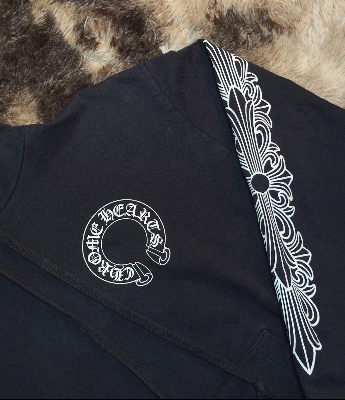 Chrome Hearts Horseshoe Floral Hoodie Black Medium