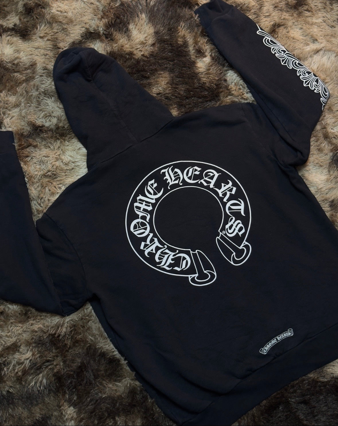 Chrome Hearts Horseshoe Floral Hoodie Black Medium