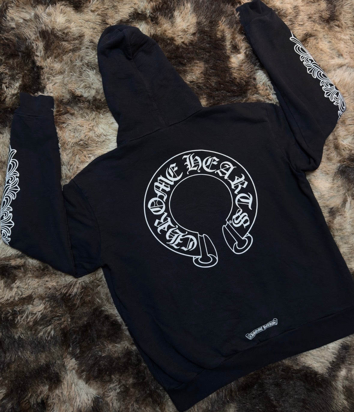 Chrome Hearts Horseshoe Floral Hoodie Black Medium