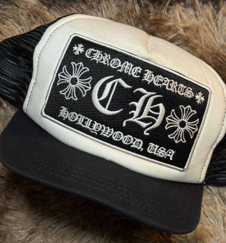 Chrome Hearts ch Hollywood Trucker Hat Black/White O/S