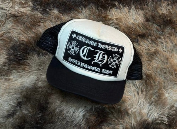 Chrome Hearts ch Hollywood Trucker Hat Black/White O/S